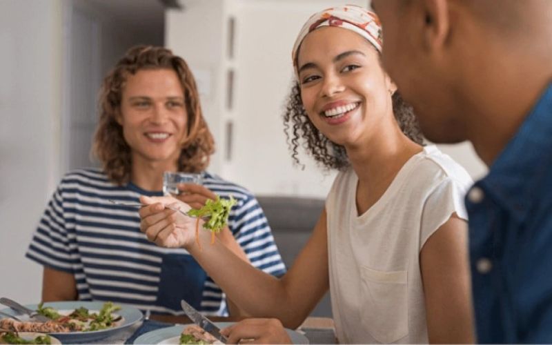 A group of friends sharing a meal